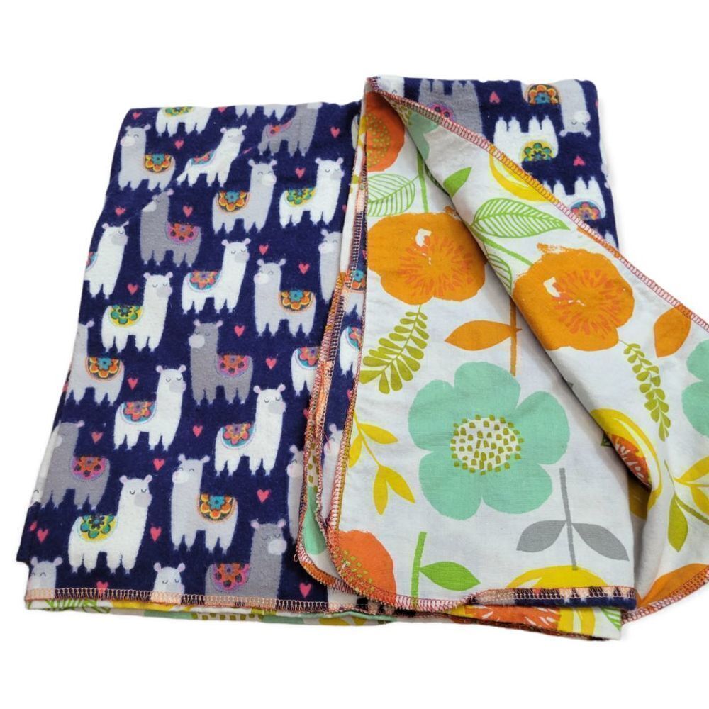 Llama/ floral baby blanket 40x28
